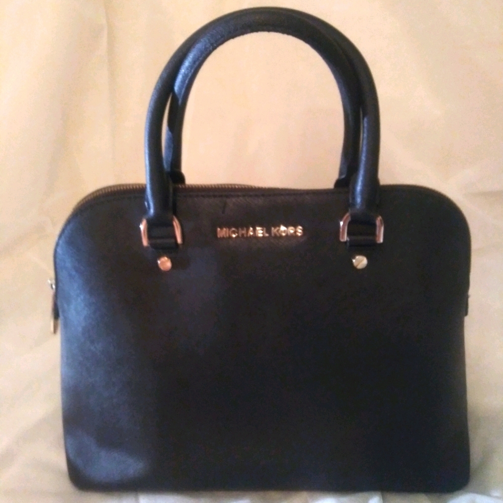 Michael Kors "Cindy" Black Dome Satchel